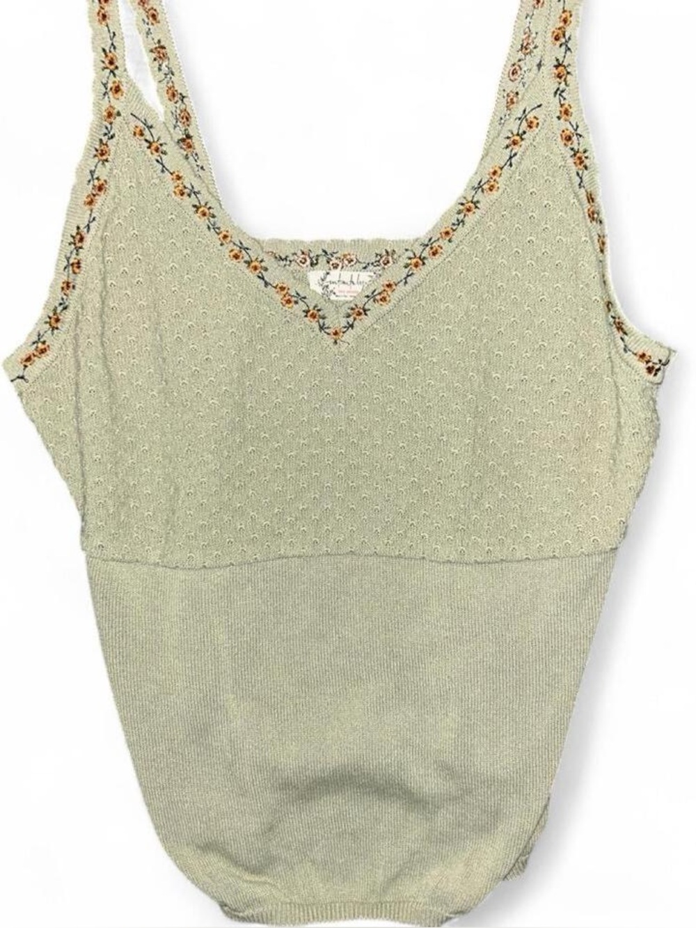 Intimately by Free People dainty romantic whimsical Light Sage Knit Tank Top